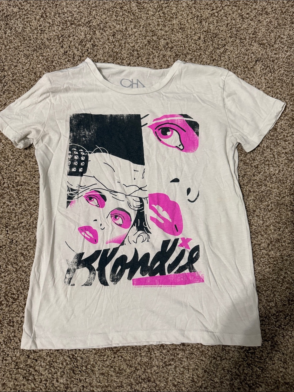 Chaser xs nwot Graphic Tee - White with Pink & Black Print